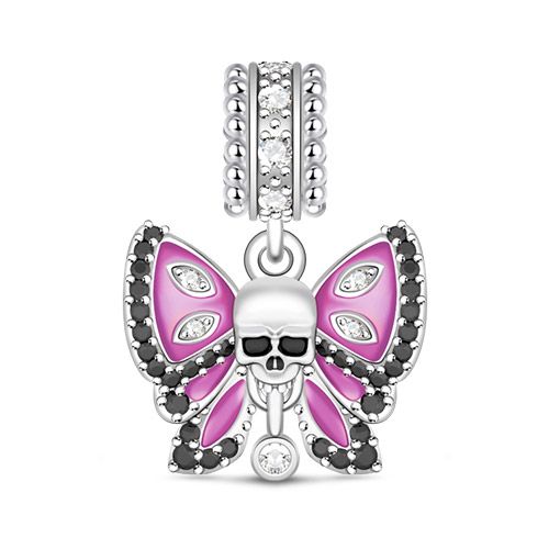 Butterfly Skull Charm Sterling Silver