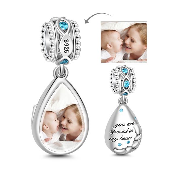 Tear Photo Charm Sterling Silver