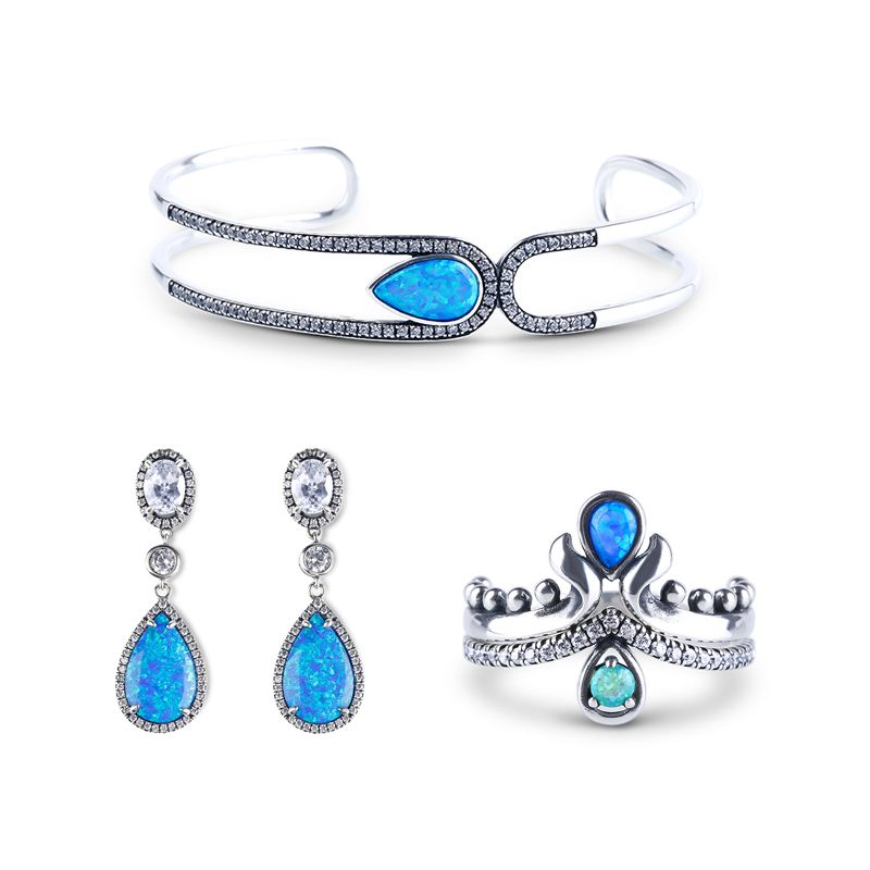 Waterdrop Opal Sterling Silver Jewelry Set