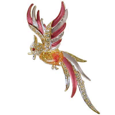 Swarovski Crystal Enamel Peacock Bird Brooch