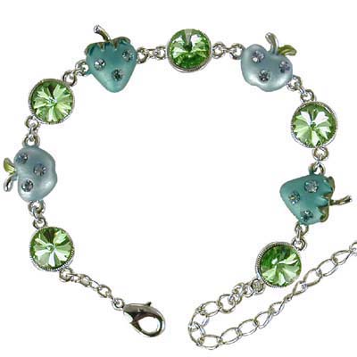 Crystal Strawberry Apple Fruit Enamel Bracelet