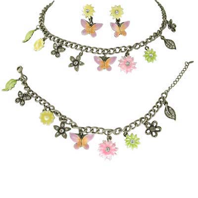 Butterfly Leaf Flower Pendant Jewelry Set