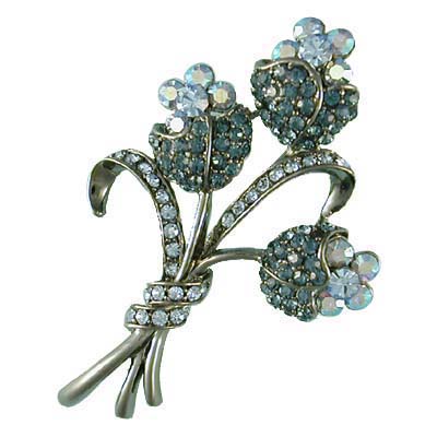 Vintage Crystal Rhinestone Tulip Bunch Brooch