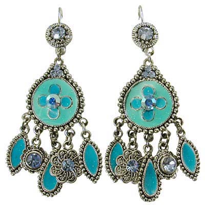 Crystal Rhinestone Enamel Dangle Earrings