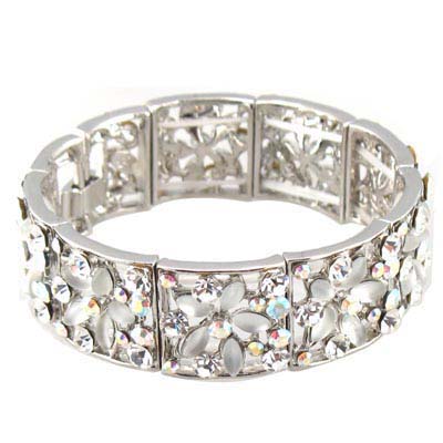 Rhinestone Stretch Tennis Charm Bracelet Bangle