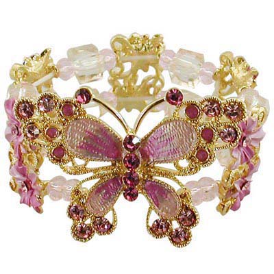 Crystal Butterfly Stretch Beaded Bracelet