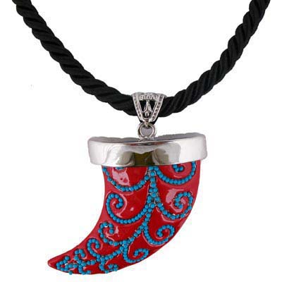 Beaded  Horn Pendant Necklace