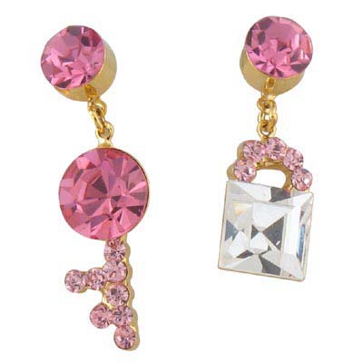 Swarovski Crystal Lock & Key Stud Earrings