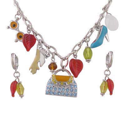 Handbag High Heel Shoe Pendant Jewelry Set