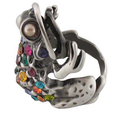 Swarovski Crystal Toad Frog Ring, US size8