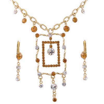 Swarovski Crystal Square Pendant Jewelry Set