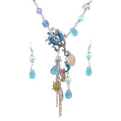 Swarovski Crystal Dophin Fish Party Jewelry Set