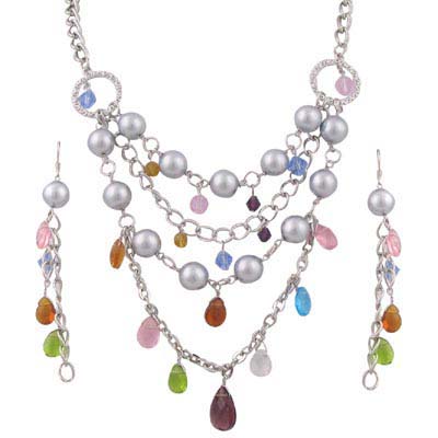 Imitated Pearl Beaded Pendant Jewelry Set