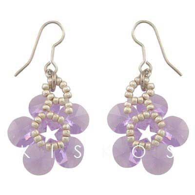 Swarovski Crystal Dangle Purple Floral Earrings