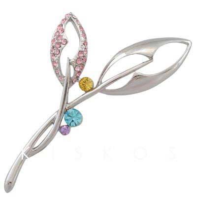 Swarovski Crystal Flower Leaf Brooch