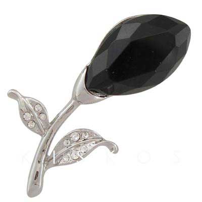 Swarovski Crystal Tulip Flower Leaf Brooch