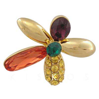 Swarovski Crystal Flower Multi Color Brooch