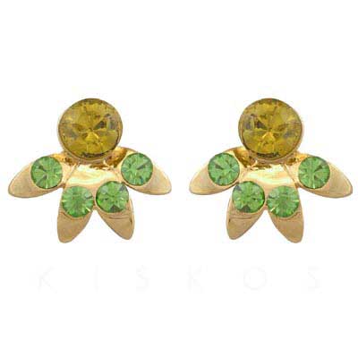 Swarovski Crytsal Leaf Flower Stud Earrings