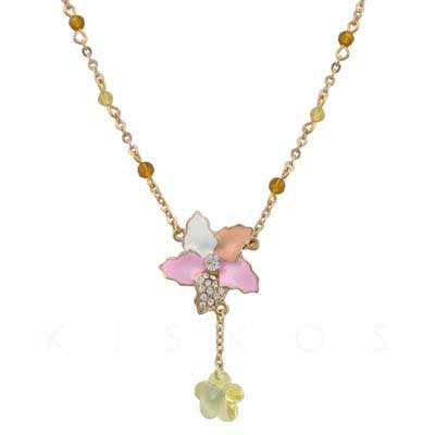 Crystal Enamel Sun Flower Pendant NECKLACE