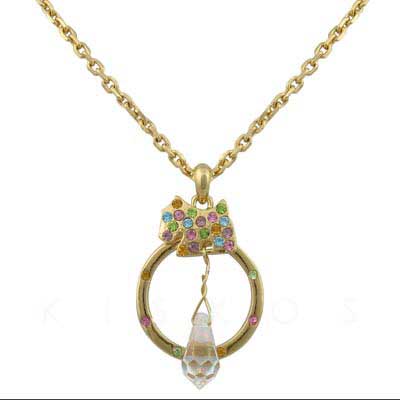 Swarovski Crystal Dog Circle Pendant NECKLACE