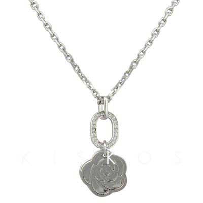 Crystal Silvering Rose Pendant NECKLACE