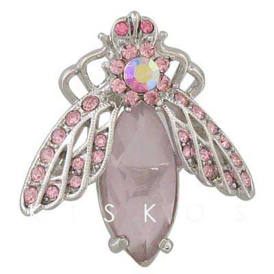 Swarovski Crystal Pink Bee Insect Brooch