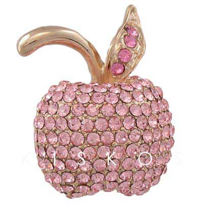 Swarovski Crystal Pink Apple Brooch