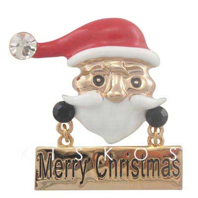 Merry Christmas Santa Claus Enamel Brooch