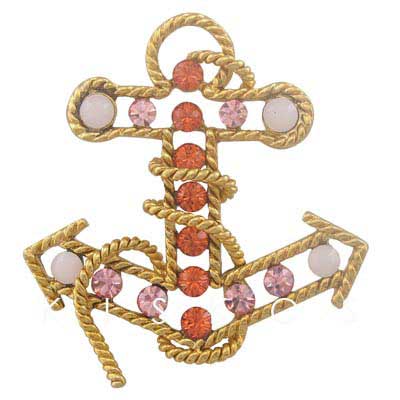 Swarovski Crystal Sea Anchor Brooch