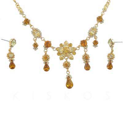 Swarovski Crystal Tear Drop Daisy Jewelry Set