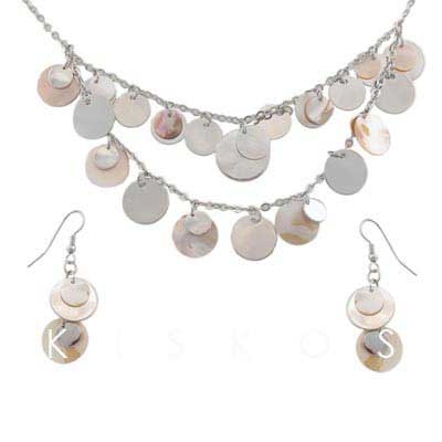 Circle Round Shell Pendant Party Jewelry Set