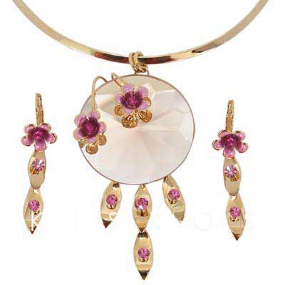 Swarovski Crystal Purple Floral Jewelry Set