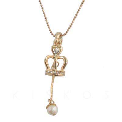 Crystal Crown Golden Pendant NECKLACE