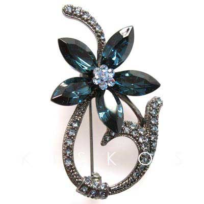 Swarovski Crystal Flower Leaf Brooch