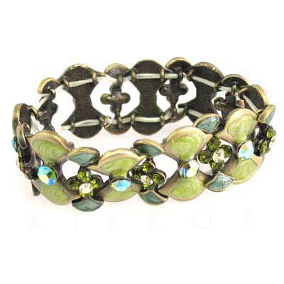 Antique Style Enamel Crystal Stretch BRACELET