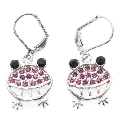 Swarovski Crystal Frog Pendant Earrings