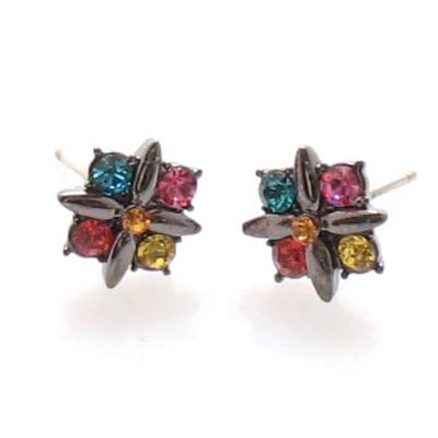 Swarovski Crystal Multi Color Stud Earrings