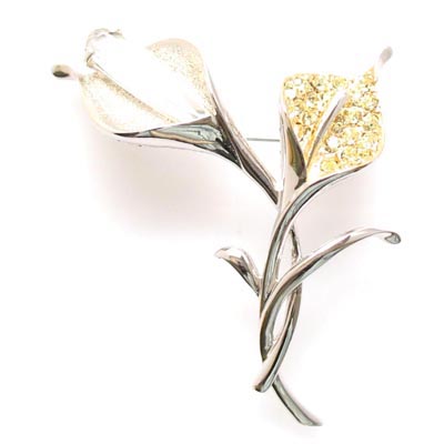 Swarovski Crystal Flower Leaf Brooch