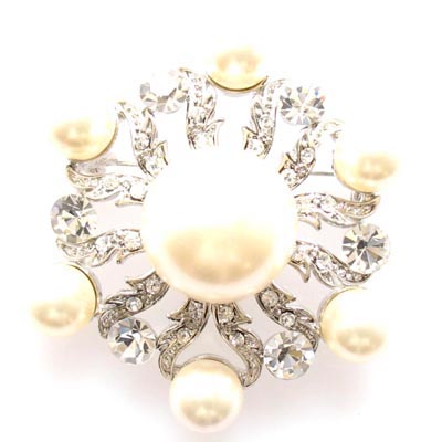 Swarovski Crystal Flower Pearl Brooch