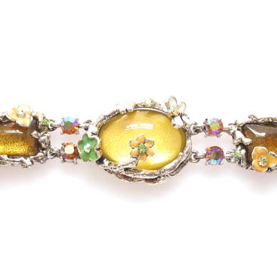 Swarovski Crystal Enamel Floral Bracelet Bangle