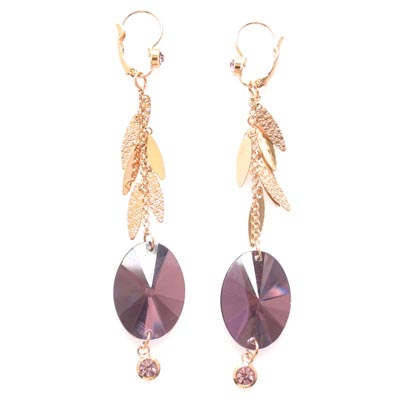 Swarovski Crystal Pendant Leaf Drop Earrings