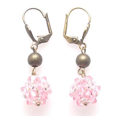 Pink Bead Pendant Screw Back Earrings