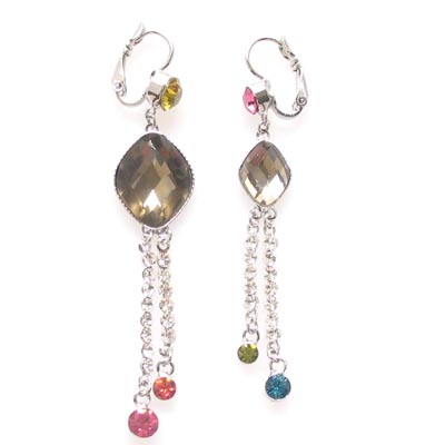 Swarovski Crystal Pendant Screw Back Earrings
