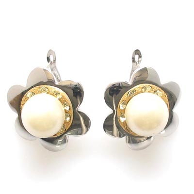 Swarovski Crystal Pearl Floral Stud Earrings