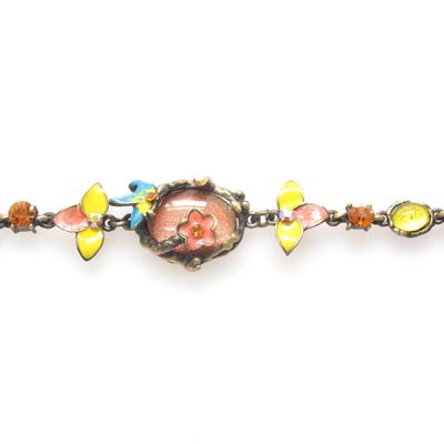 Swarovski Crystal Enamel Floral Chain Bracelet
