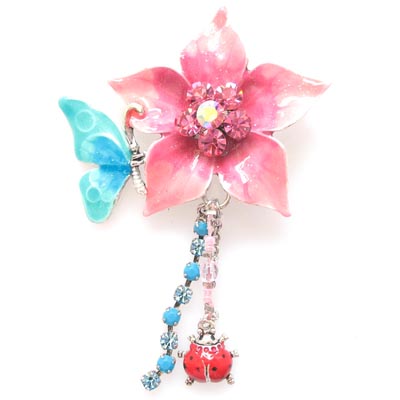 Swarovski Crystal Flower Butterfly Bug Brooch