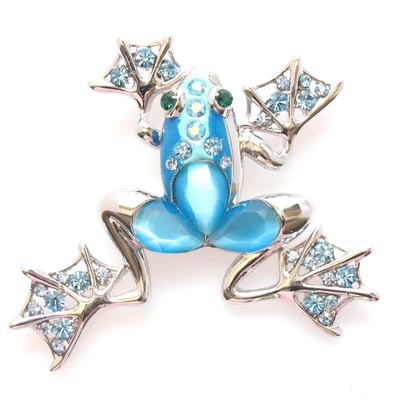 Swarovski Crystal Blue Silver Frog