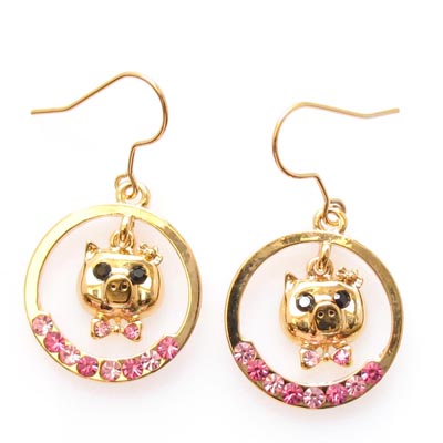 Swarovski Crystal Pig Dangle Chandelier Earring