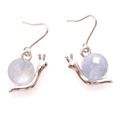 Gemstone Silvering Snail Dangling Earrings