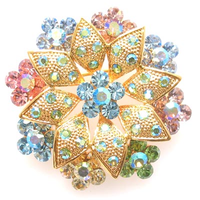 Swarovski Crystal Sunflower Pins Brooch